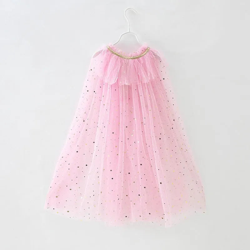 Pink Princess Costume Glitter Star Cape