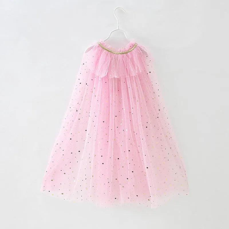 Pink Princess Costume Glitter Star Cape