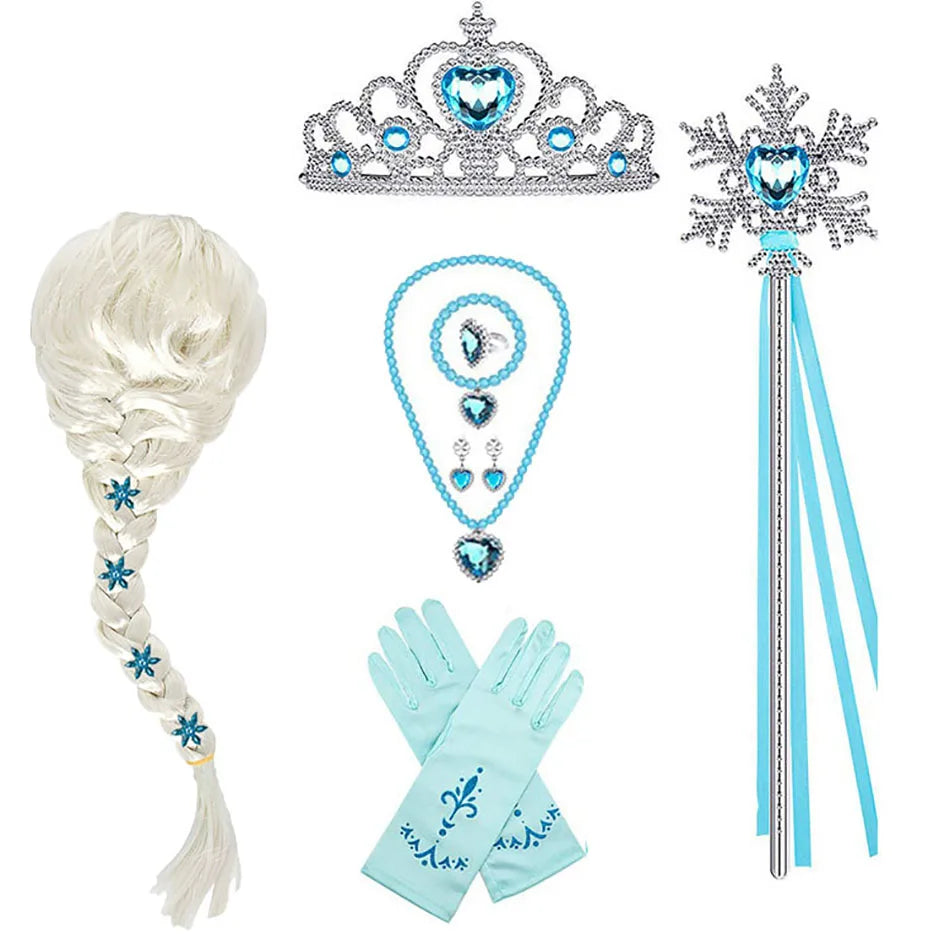 Princess Accessories Set Blue Crystal Crown Wand Jewelry 
