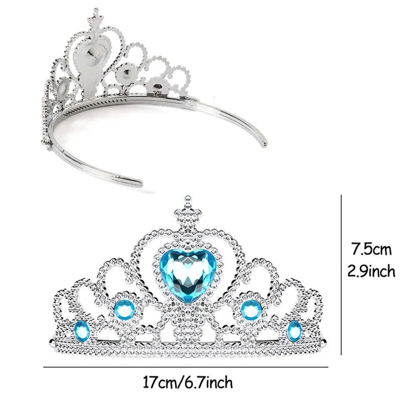 Blue crystal princess tiara silver crown with blue gemstone detail