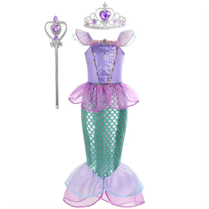 tiara and wand included with mermaid princess costume set