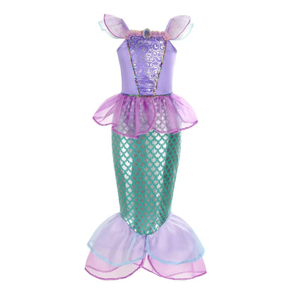 front view of mermaid princess costume with glitter scales