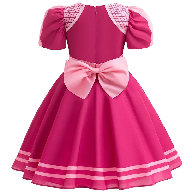 royal pink fantasy dress back view with satin bow