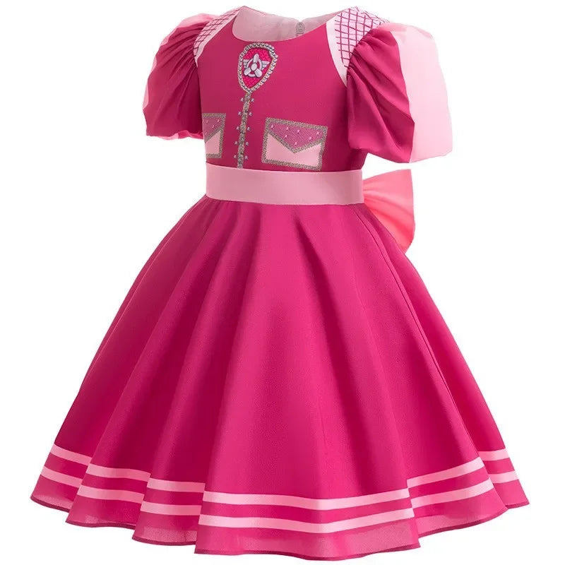 satin bow detail on royal pink cartoon fantasy dress