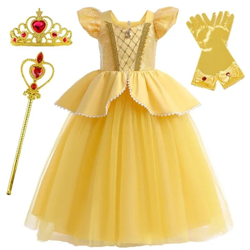 princess costume accessories including crown, wand and gloves