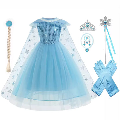 ice princess costume accessories including crown, wand, gloves and braid
